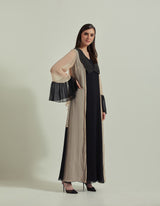 Georgette Long Dress With Lurex Embroided Neck Line