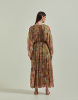 Floral Printed Tiered Dress With Slip