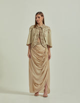 Drepe Skirt Set in Gold