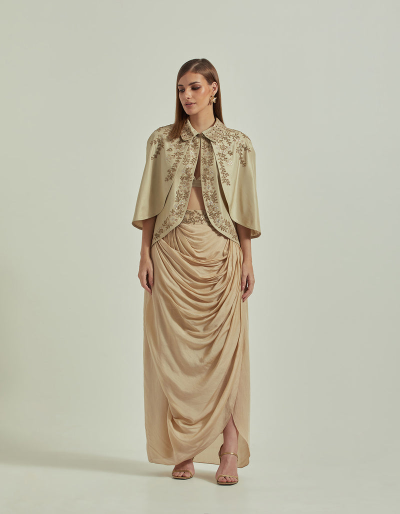 Drepe Skirt Set in Gold