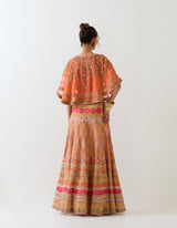 Orange With Salmon Pink Cape With Skirt