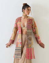 Beige With Multi Colour Cape With Sharara