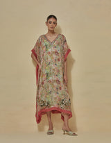 Printed Kaftan Dress In Chiffon