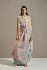 Peach Organza Cape Set
