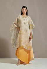 Yellow Organza Cape With Dress