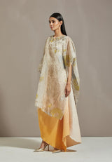 Yellow Organza Cape With Dress