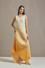 Yellow Organza Cape With Dress