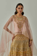 Pink/ Yellow Cape With Skirt