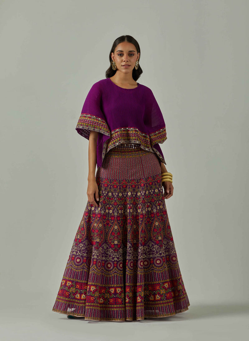 Purple Poncho With Skirt