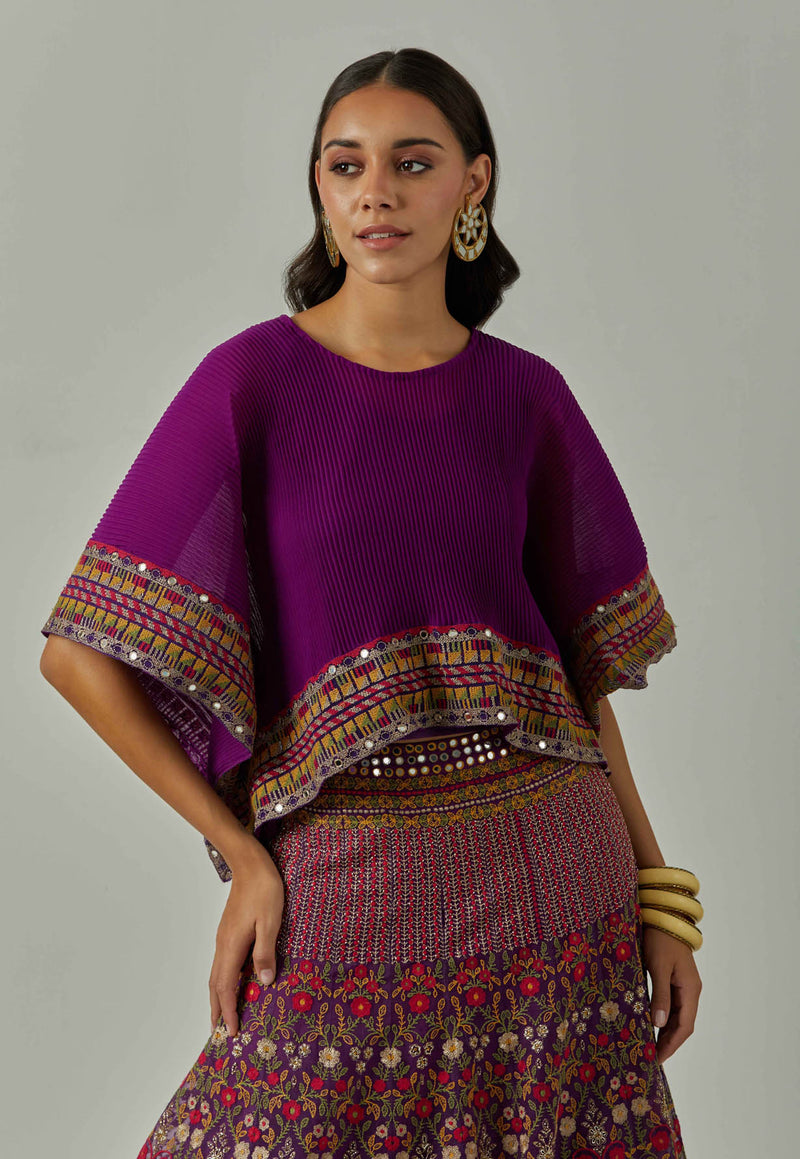 Purple Poncho With Skirt