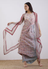 Peach Crinkle Cape With Dress