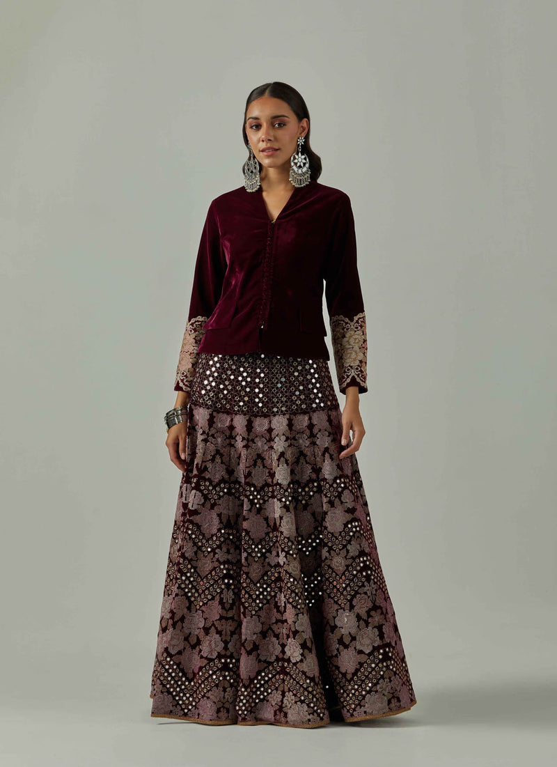 Wine Jacket With Skirt