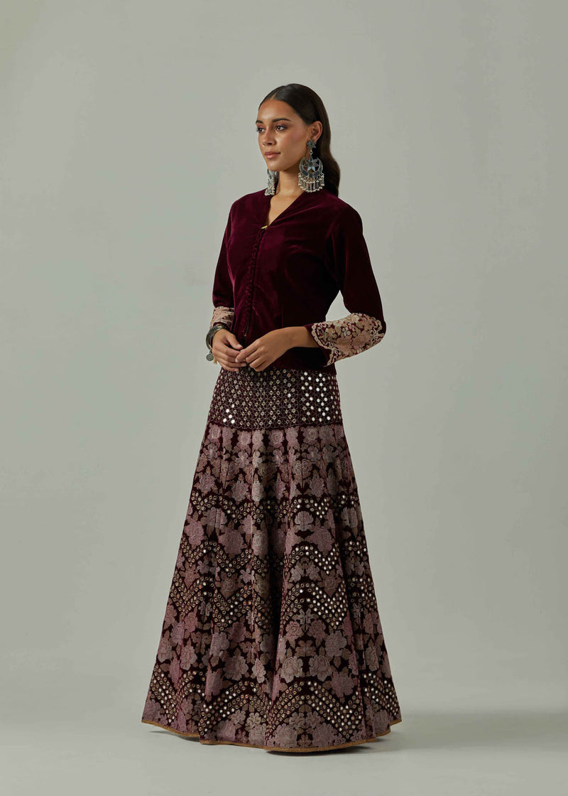 Wine Jacket With Skirt