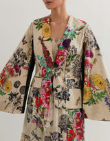 Multi Coloured Botanical Jacket With Bustier And Skirt