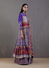 Purple Long Front Open Organza Silk Jacket Kurta Set