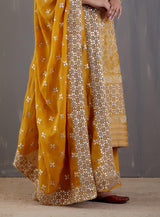 Yellow Chanderi With Gota Patti Embroidered Straight Kurta Set