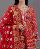 Rose Chanderi With Gota Patti Embroidered Straight Kurta Set
