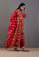 Rose Chanderi With Gota Patti Embroidered Straight Kurta Set