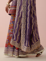 Purple Tissue Chanderi Embroidered Sharara Set