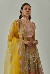 Pink/ Yellow Lehnga Set