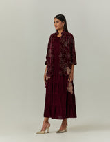 Printed Velvet Jacket Cape Paired With a Velvet Dress
