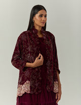 Printed Velvet Jacket Cape Paired With a Velvet Dress