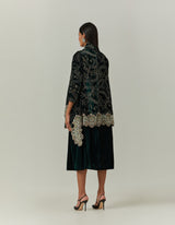Printed And Cross Stitch Jacket Cape Paired With a Dress