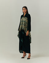 Velvet Asymetric Top Paired With a Skirt