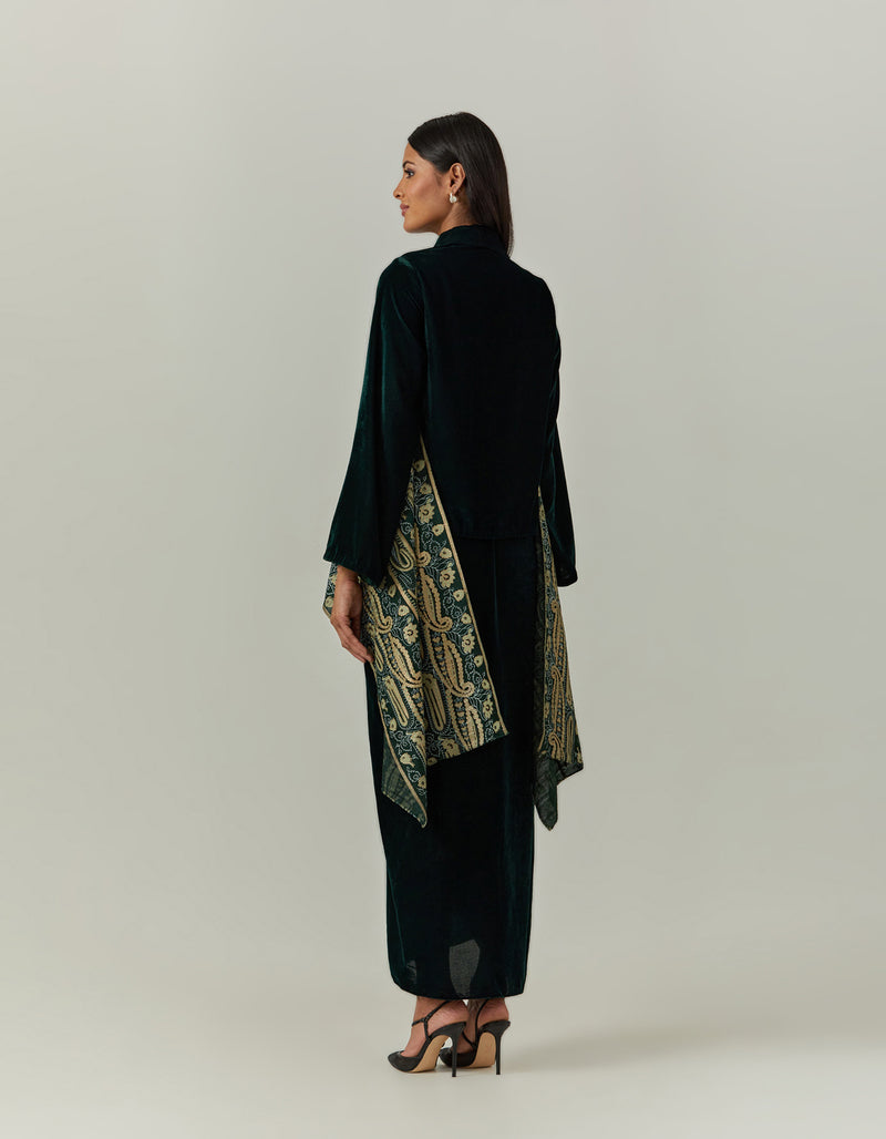 Velvet Asymetric Top Paired With a Skirt