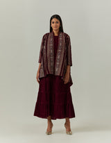 Wine Dress Paired With a Jacket Cape