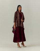 Wine Dress Paired With a Jacket Cape