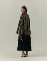 Bottle Green Dress Paired With a Jacket Cape