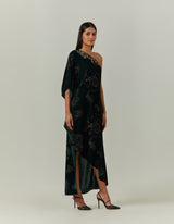 One Shoulder Hand Block Printed Dress