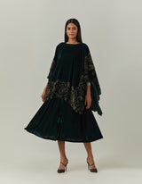 Printed Kaftan Top Paired with a Velvet Dress