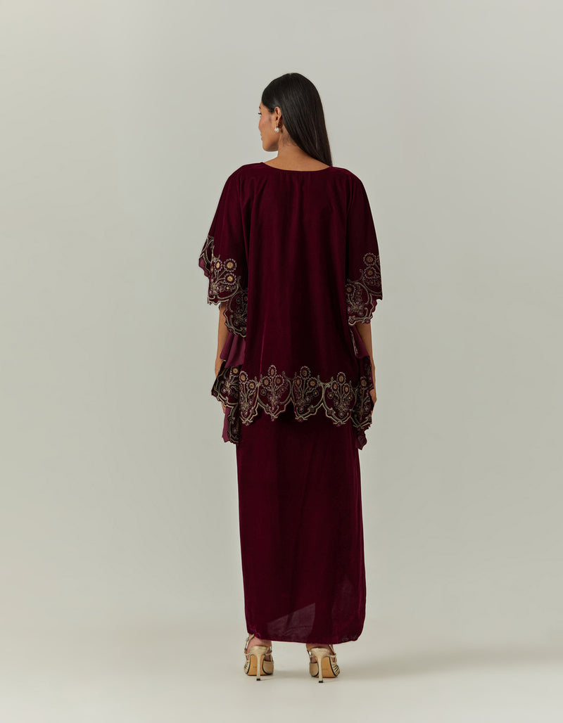 Velvet Kaftan Top With a Velvet Skirt