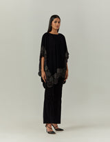 Velvet Embroidered Kaftan With Pants