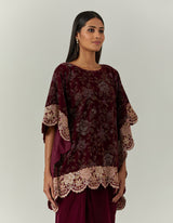 Printed Velvet Kaftan Top With a Velvet Skirt